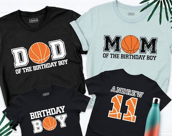Basketball Birthday Boy Shirts Family Matching Tee, Kids Birthday Party Tee Dad Mom of Birthday Boy Basketball Shirt, Basketball Lover Shirt