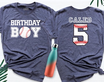 Baseball Birthday Party Shirt, Boy Birthday Shirt, Custom Age Name Birthday Shirt, Personalized Birthday Shirt, Back Name and Number Tee