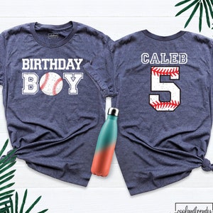 Baseball Birthday Party Shirt, Boy Birthday Shirt, Custom Age Name Birthday Shirt, Personalized Birthday Shirt, Back Name and Number Tee