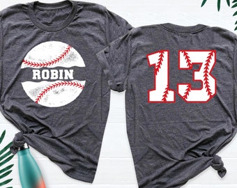 Baseball Shirt, Custom Number and Name Tshirt, Baseball Team Shirt, Baseball Mom Shirt, Game Day Dad Outfit, Personalized Baseball Women Tee