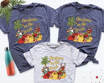 Hawaiian Christmas Tee Santa Beach Xmas Shirt Tropical Christmas Tshirt, Christmas Vacation Shirts, Coastal Holiday Christmas Gift Outfit