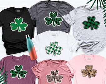 Shamrock Clover Shirt, Four Leaf Clover Shirt, Leopard Shamrock Shirt, St Patrick Day Shirt, Green Irish Shirt, Shamrock Tee, Clover Shirt