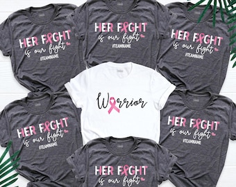 Custom Breast Cancer Support Squad Shirt, Her Fight is Our Fight Shirt, Pink Ribbon Shirt, Breast Cancer Awareness Team Tees, Warrior Shirt
