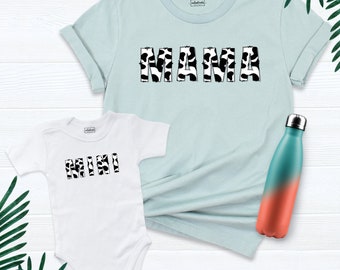 Mama Mini Matching Shirt, Mama Cow Print Shirt, Mother's Day Shirt, Cow Shirt For Mom, Cow Print Mama Mini Matching Shirt, Cow Lover Shirt