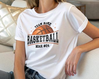 Personalized Basketball Shirt Custom Your Team Name Number Tee, Basketball Player Name Number Tee, Game Day Basketball Mom Shirt, Sports Tee