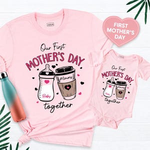 Our First Mothers Day Shirt, Mommy and Baby shirt, Matching Mama Mini Shirt, Custom 1st Mother's Day Shirts Mom Daughter outfit new mom baby