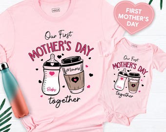 Our First Mothers Day Shirt, Mommy and Baby shirt, Matching Mama Mini Shirt, Custom 1st Mother's Day Shirts Mom Daughter outfit new mom baby