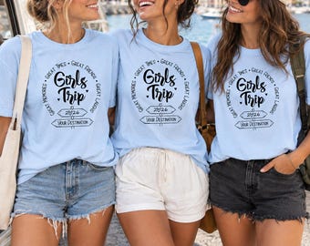 2026 Girls Trip Shirt Custom Destination Tee Family Vacation Matching Group Shirt Girls Weekend Tshirt, Personalized Friends Trip Shirts