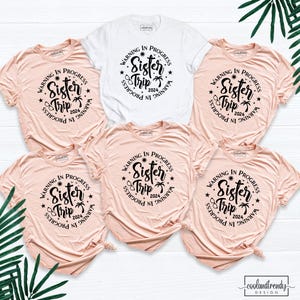Warning Sisters Trip In Progress Shirt, Girls Trip Matching Tee, Girls Vacation Tee, Girls Trip 2024 Tee, Sister Trip Shirt, Cruise Shirt