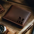 Personalized Leather Wallet Engraved RFID Men Wallet, Custom Billfold Gift for Husband Boyfriend Father Dad, Valentines Day Anniversary Him