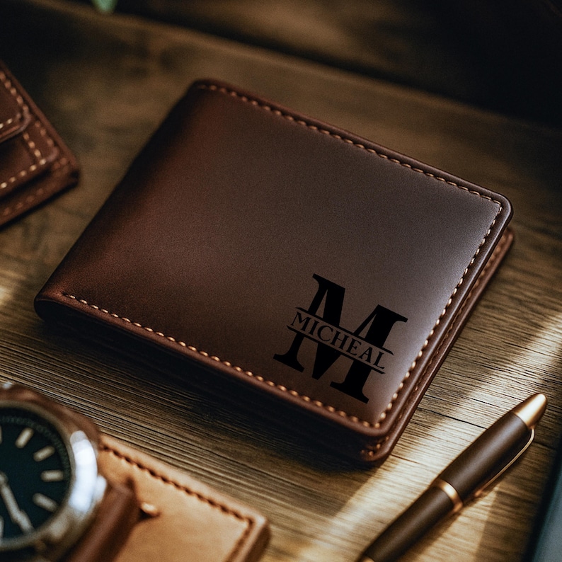 Personalized Leather Wallet Engraved RFID Men Wallet