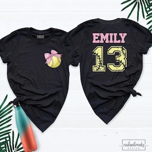 Personalized Softball Bow Shirt with Name Number Tee