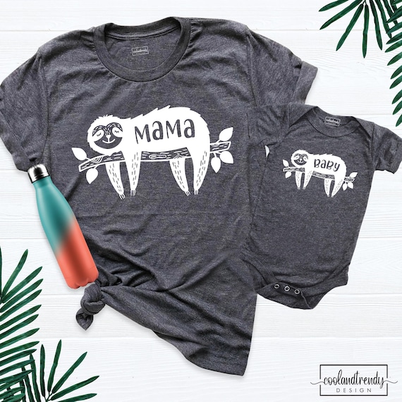 Matching Mama Baby Sloth Shirts Mommy and Me Outfit, Cute Sloth Mom Baby Shirt, Mother Daughter Tee, Mothers Day Tshirt, Mama Mini Outfit