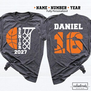 2027 Senior Basketball Shirt, Senior Night Shirts, Custom Basketball Team Tee, Name Number Game Day Shirt Personalized Basketball Player Tee