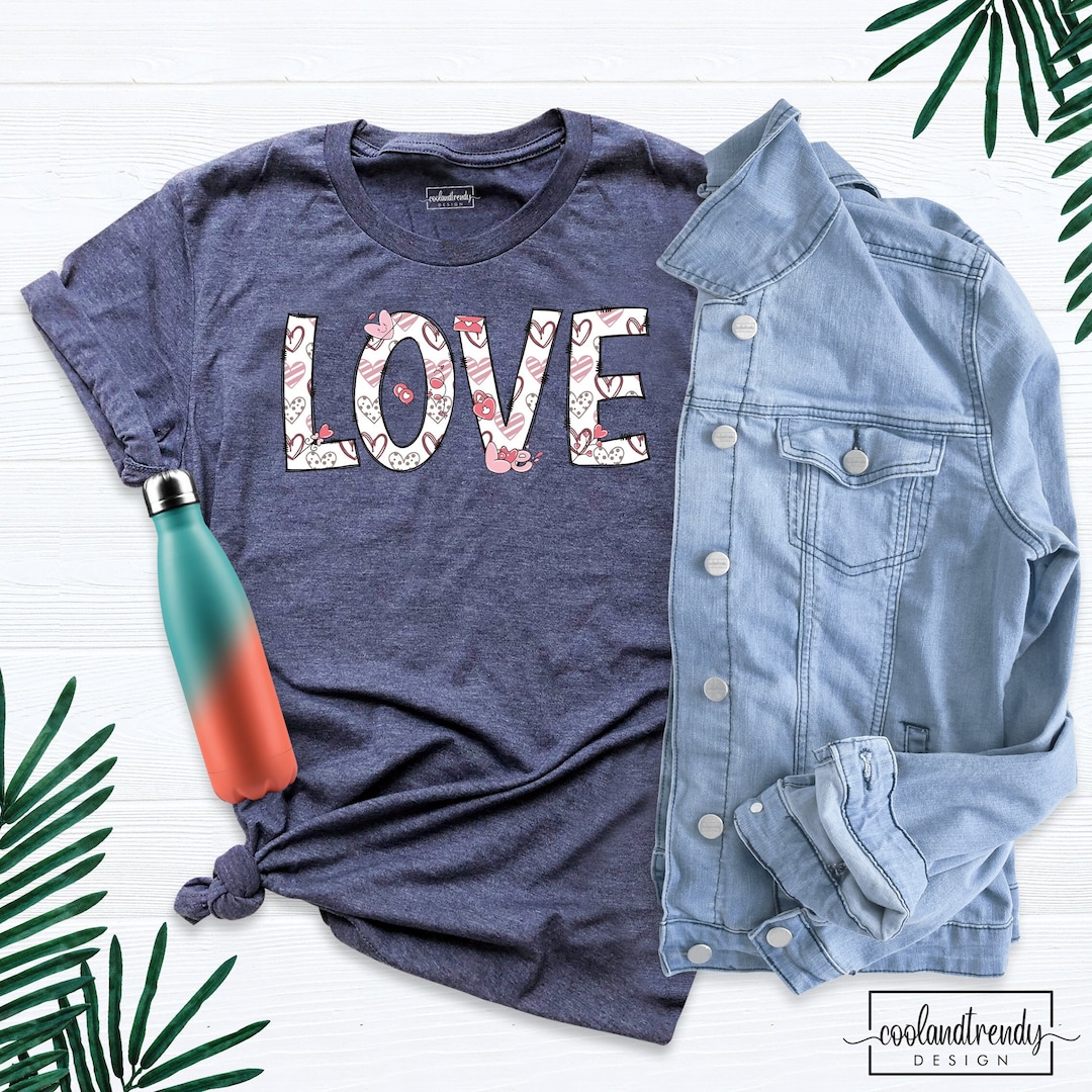 Women's Valentine's Day Shirt - Cute Heart Print Short Sleeve Tee, Raglan Sleeve, Soft Cotton Blend - View #3