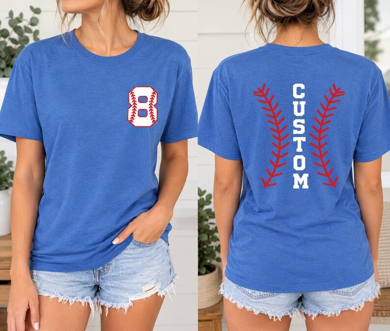 Baseball Tshirt Game Day Baseball Mom Shirt Custom Name Number Tee, Baseball Jersey Tee Personalized Senior Night Baseball Girlfriend Outfit imagem 9