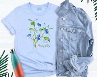 September Morning Glory Shirt, Botanical Outfit, Aesthetic Floral Shirt, Floral Birth Month Shirt, Flower Tee, Natura Lover Tee, Spring Tees