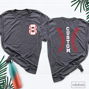 Baseball Tshirt Game Day Baseball Mom Shirt Custom Name Number Tee, Baseball Jersey Tee Personalized Senior Night Baseball Girlfriend Outfit imagem 10