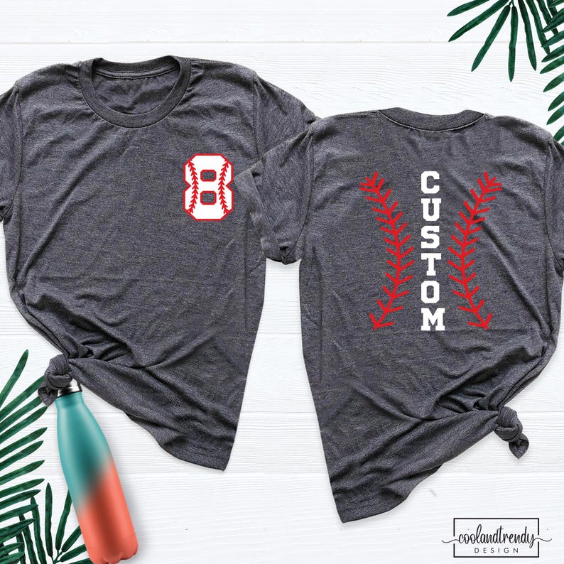Baseball Tshirt Game Day Baseball Mom Shirt Custom Name Number Tee, Baseball Jersey Tee Personalized Senior Night Baseball Girlfriend Outfit imagem 10