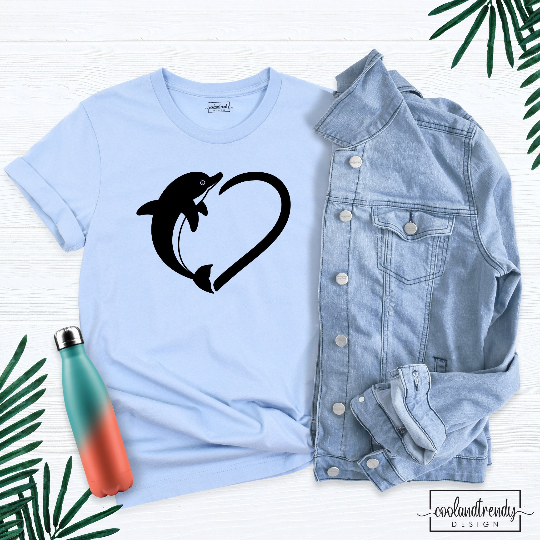 Dolphin♡♡ Heart Dolphin Love Shirt, Dolphin Shirt, Family Vacation Shirt