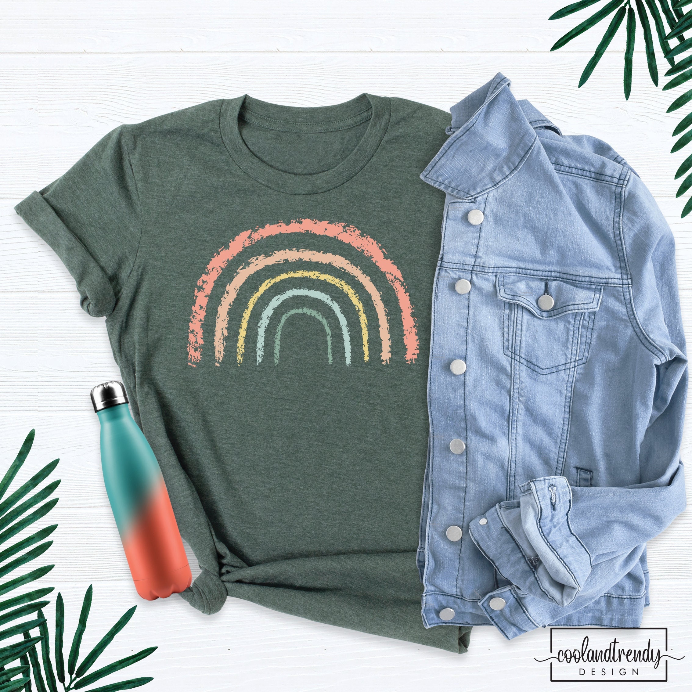 Boho Rainbow Shirt, Rainbow Shirt, Love Rainbow Shirt, Positive Vibes Shirt, Rainbow Vintage Tee, Nature Lover Shirt, Cute Rainbow Shirt
