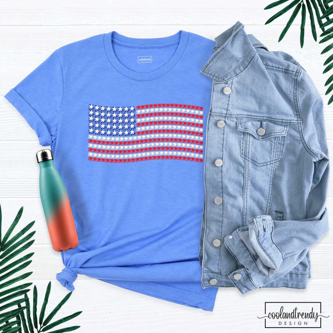 VVNTY American Flag Heart Shirt - Patriotic 4th Of July Women's T-Shirt, USA Graphic Tee
