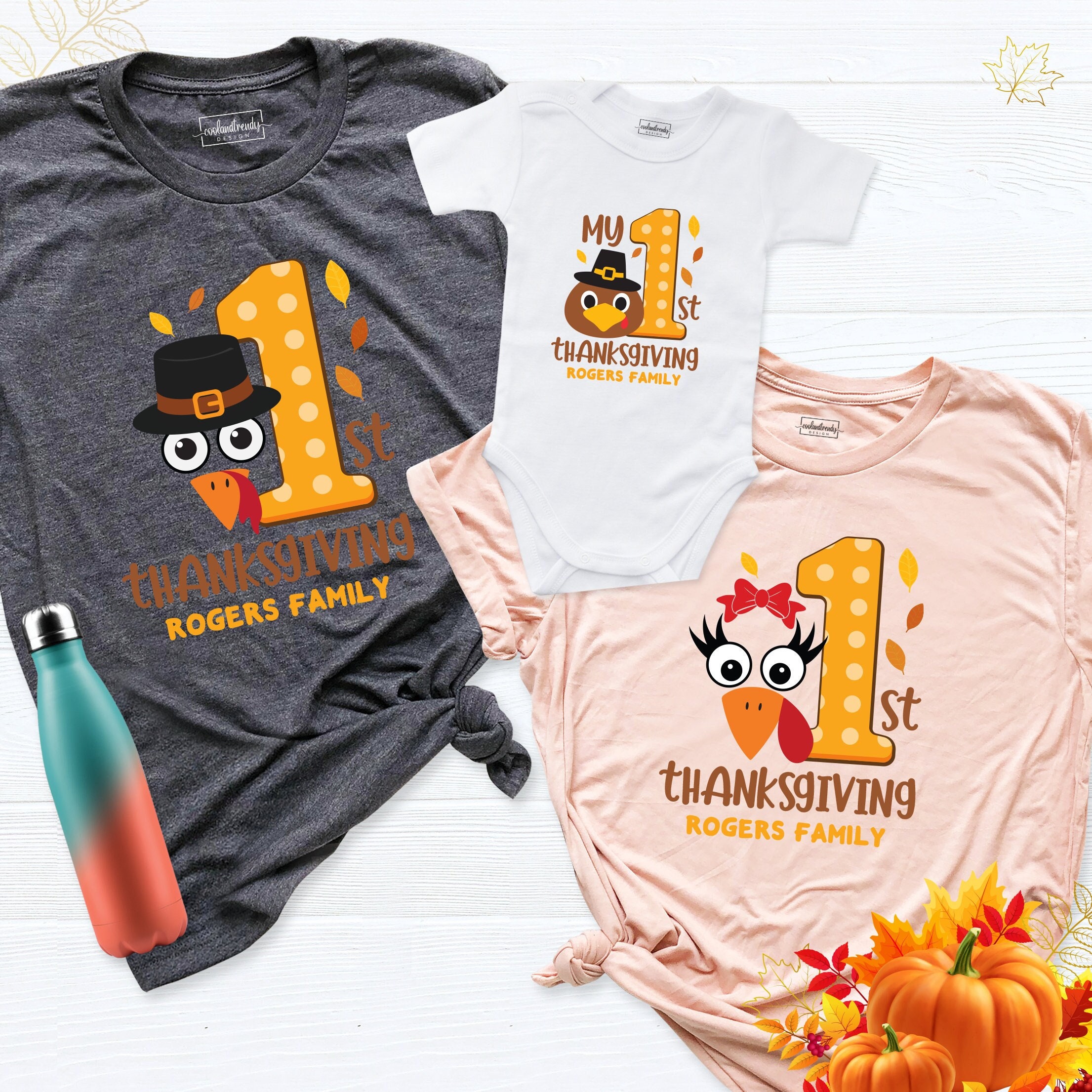 Turkey Face Custom Family Matching Shirt, First Thanksgiving Party Shirt, Fall Season Custom Group Shirt, Thanksgiving Family Shirt