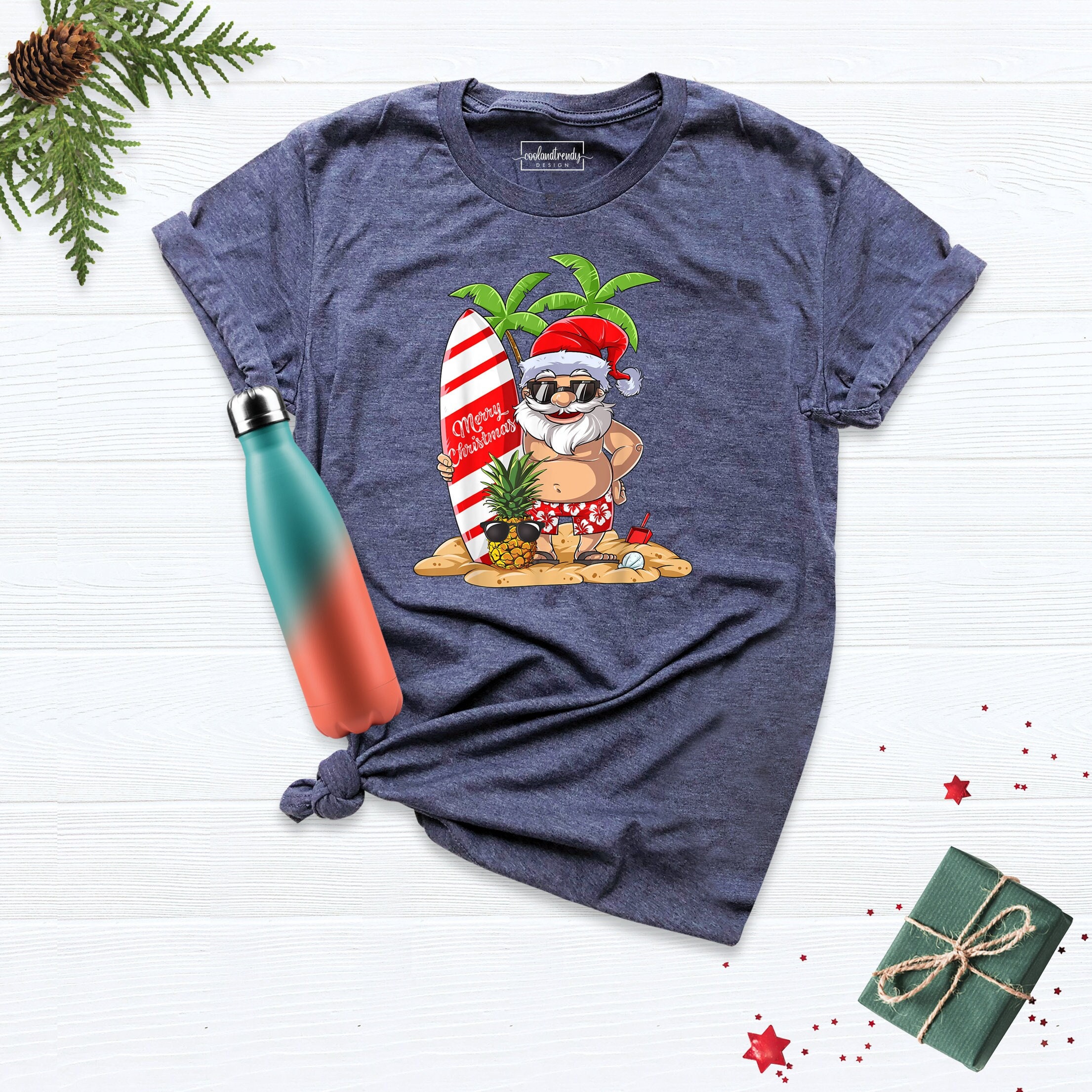 Santa Beach Holiday Christmas Adult Shirt main image 0