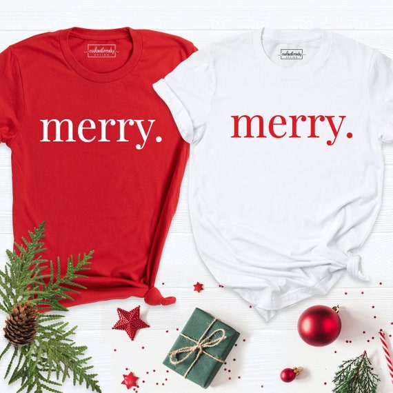 Christmas Merry Shirt Custom Xmas Festive Tee Holiday Tshirt, Christmas Funny Word Shirt Matching Cute Christmas Shirts Christmas Family Tee
