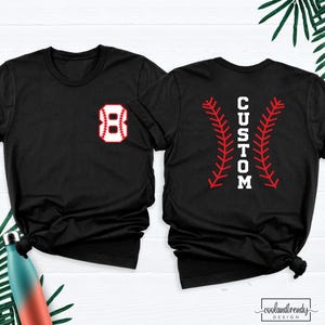 Baseball Tshirt Game Day Baseball Mom Shirt Custom Name Number Tee, Baseball Jersey Tee Personalized Senior Night Baseball Girlfriend Outfit imagem 11