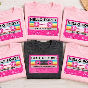 Custom 40th Birthday Shirt Forty Birthday Shirts Birthday Crew Shirt Vintage 1986 Shirt Retro Cassette Birthday Tshirt Birthday Family Tee
