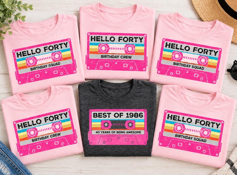 Custom 40th Birthday Shirt Forty Birthday Shirts Birthday Crew Shirt Vintage 1986 Shirt Retro Cassette Birthday Tshirt Birthday Family Tee