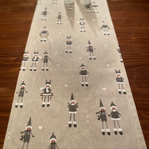 Table runner / winter time / Christmas table runner / winter children / grey-white on natural | Christmas decoration | Christmas gift, linen look