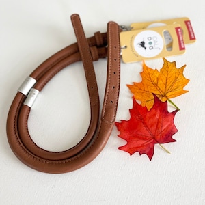 Brown Rolled Leather Dog Collar | Soft High-Quality Leather | CALIDOG