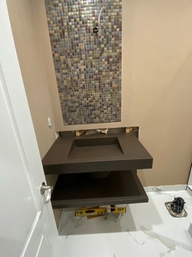 Concrete Floating Ramp Sink Vanity Set Etsy