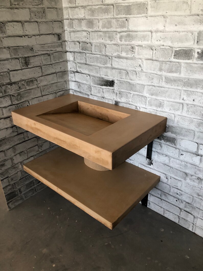 Concrete Floating Ramp Sink Vanity Set Etsy