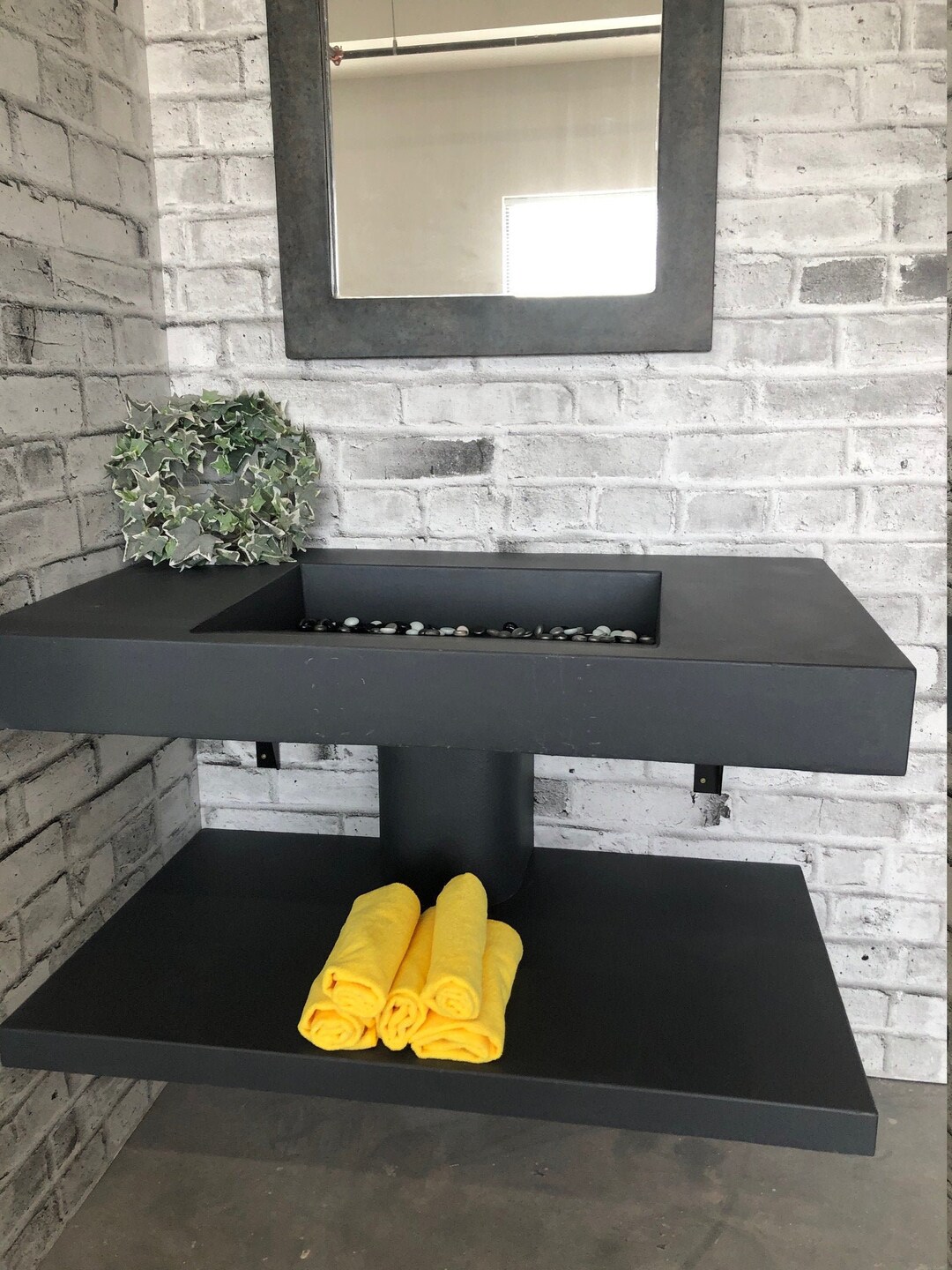 Concrete Floating Ramp Sink Vanity Set Etsy