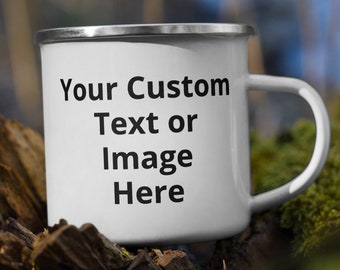 Campfire Mug Custom, Custom Enamel Mug, Custom Text Mug, Camping Mug Personalized, Enamel Mug Custom, Personalized Camp Mug, Camping Mug