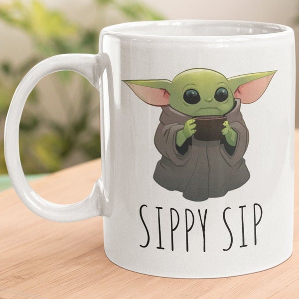 Cute Baby Yoda Sippy Sip Mug, Star Wars Gifts