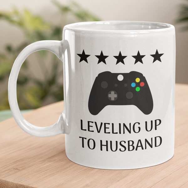 Taza de nuevo esposo / Subir de nivel al esposo / Regalo de compromiso / Regalo de novio / Regalos para prometido / Regalo de prometido para él / Regalo para novio de la novia