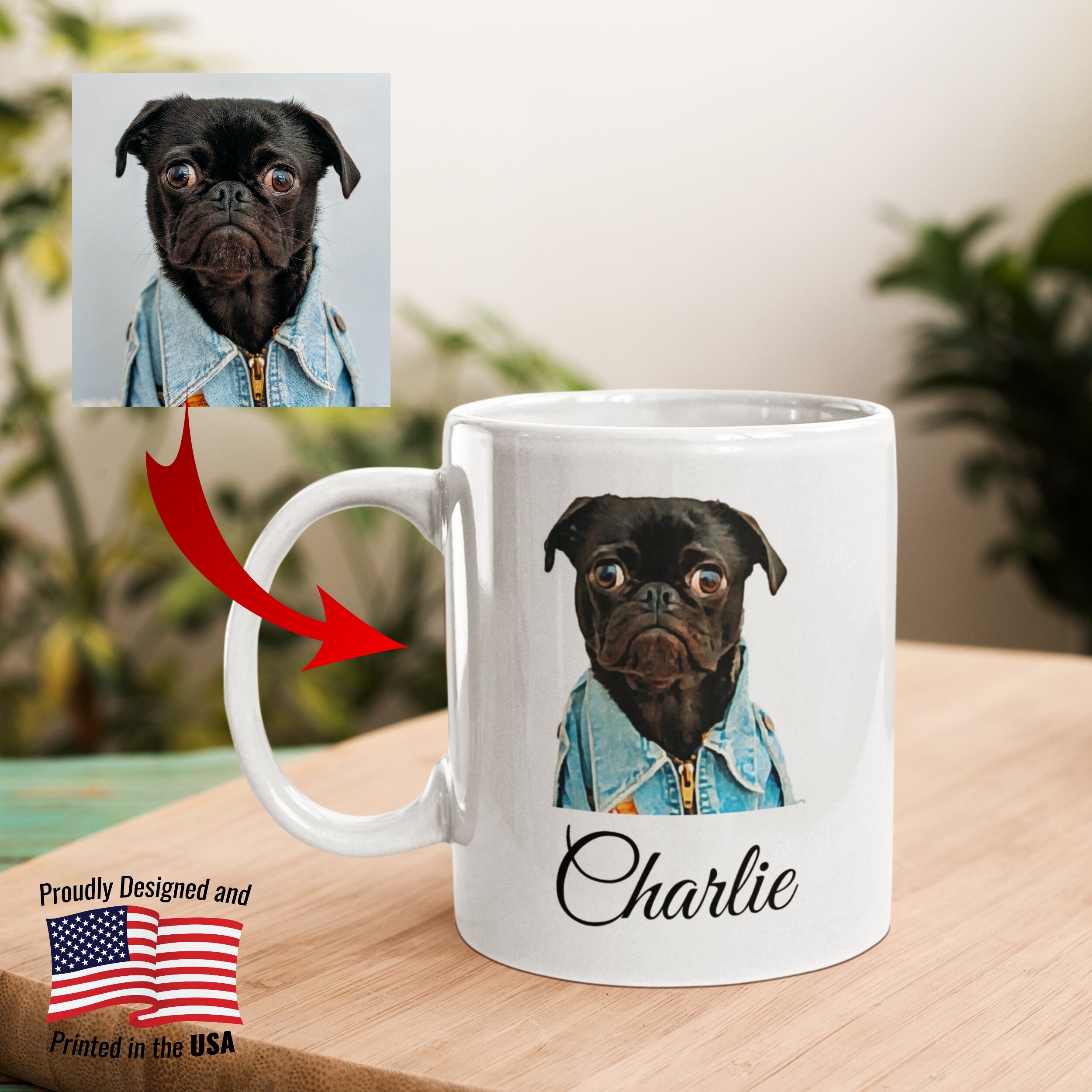 Personalized Pug Mug Pug Gifts Pug Painting Custom Dog Mug Etsy