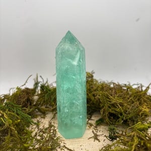 Baja Blast Fluorite Small Tower - Vibrant Blue-Green Crystal Tower for Energy Healing and Home Decor