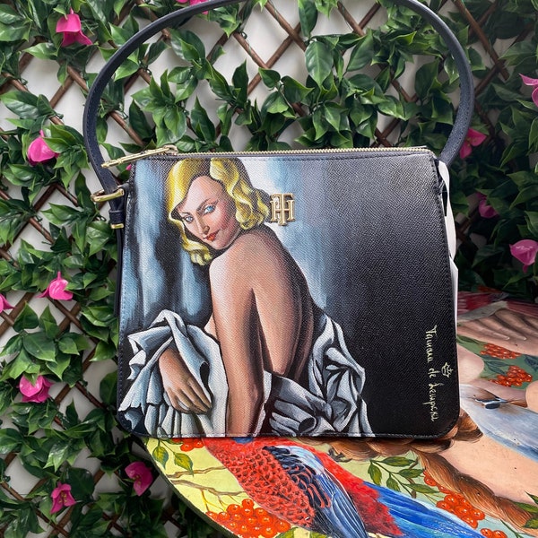 Custom handpainted bag inspired by Tamara de Lempicka / personalized hand painted bag