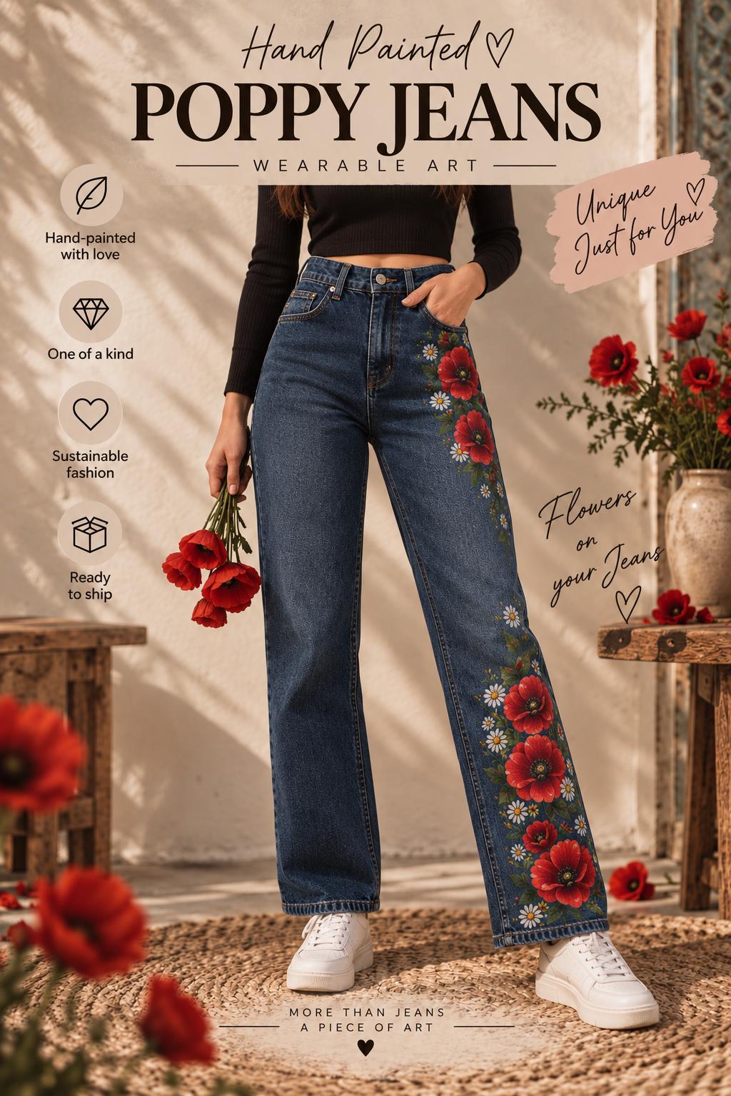 パンツ poppy SILVER FLOWER HALF DENIM PANTS Poppy Flower Pants - Etsy