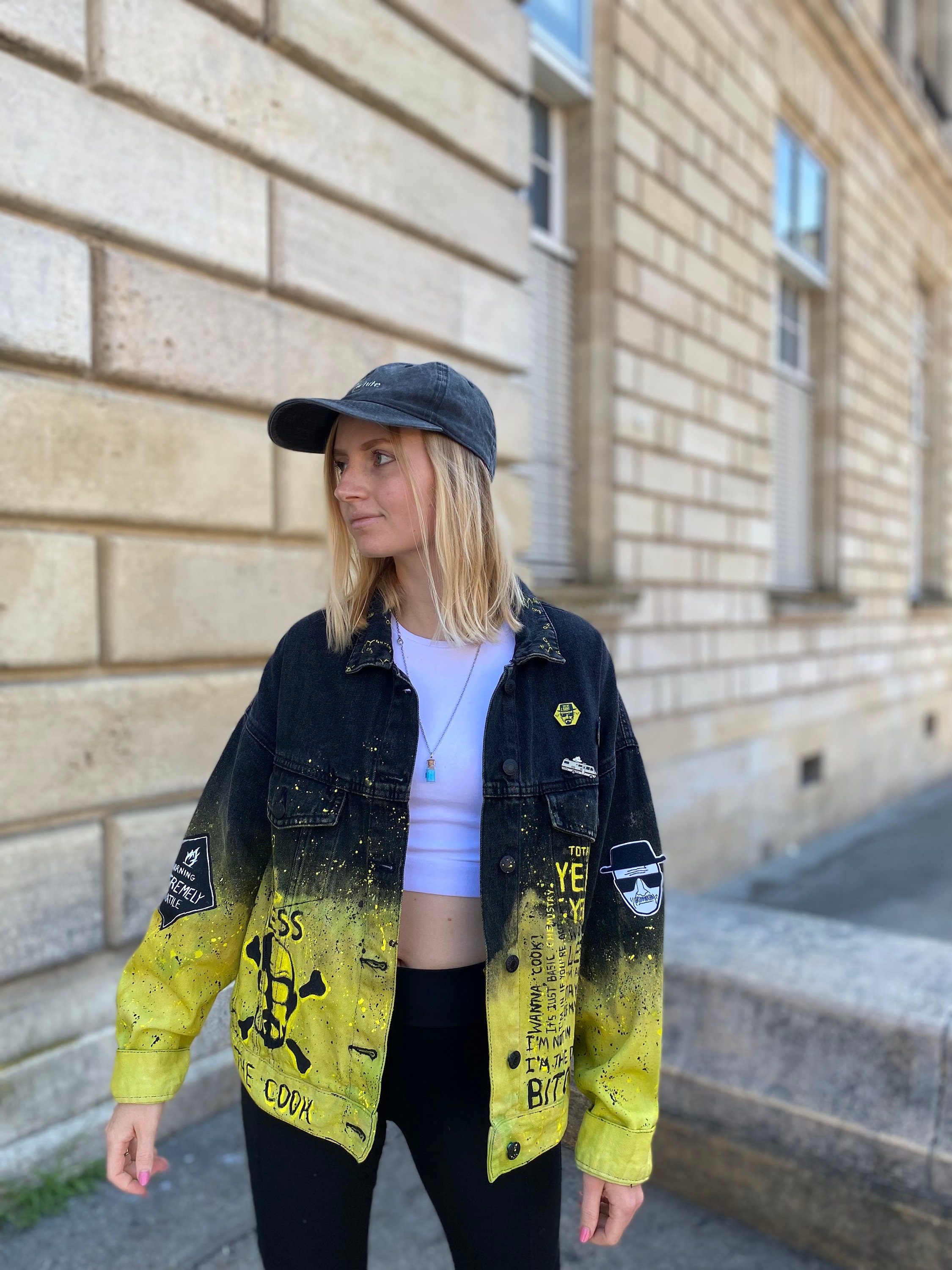 Handpainted Custom Breaking Bad Jacket With Jesse and Mr White