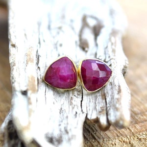 Gold Plated Ruby Stud Earrings