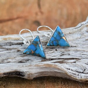 Blue Copper Turquoise Sterling Silver Earrings