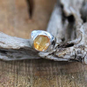 Sterling Silver Rough Citrine Ring - Size:  8