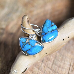 Blue Copper Turquoise Sterling Silver Earrings