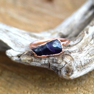 Amethyst Electroplated Copper Ring - Size: 8 1/2